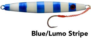 black magic flutter jig blue lumo stripe